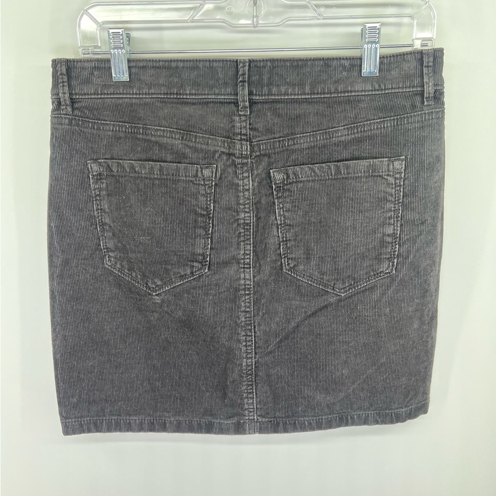 NWT Made And Loved Ann Taylor Loft Gray Corduroy Cotton Mini Skirt Size 27 or 4 - Picture 2 of 12